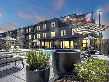 Twilight Pool View at Artisan Flats Apartments in Birmingham, AL